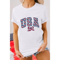 White Checkered USA Graphic Casual Tee - 3XL thumbnail