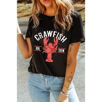 Black CRAWFISH BOIL CREW Distressed Letter Graphic T Shirt - L thumbnail