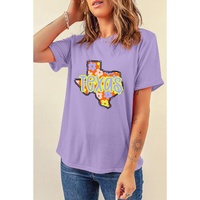 Wisteria TEXAS Flower Print Crew Neck T Shirt - 2XL thumbnail
