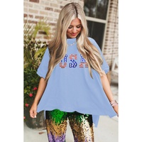 Myosotis USA Patched Drop Sleeve Crewneck T Shirt - L thumbnail