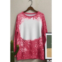 Red Tie-dyed Crew Neck Pullover Sweatshirt - S thumbnail
