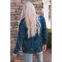 Navy Tie-dyed Crew Neck Pullover Sweatshirt - L thumbnail