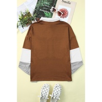 Azura Exchange Colorblock Pullover Sweatshirt with Turn-down Collar - S thumbnail