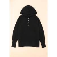 Azura Exchange Batwing Sleeve Hoodie with Pocketed Henley - S thumbnail