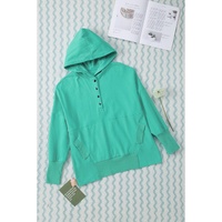 Azura Exchange Batwing Sleeve Pocketed Henley Hoodie - L thumbnail