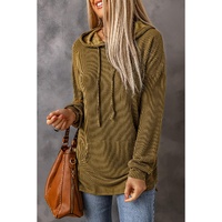 Azura Exchange Ribbed Drawstring Hoodie with Kangaroo Pocket - M thumbnail