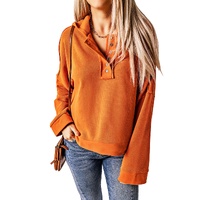 Azura Exchange Buttoned Hoodie with Patchwork Trim - S thumbnail