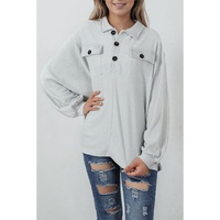 Azura Exchange Oversized Button Collared Sweatshirt - L thumbnail