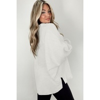 White Oversized Flap Pockets Button Collared Sweatshirt - XL thumbnail
