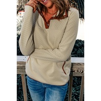 Azura Exchange Contrast Binding Snap Button Geometric Pullover Sweatshirt - S thumbnail