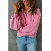 Azura Exchange Lantern Sleeve Snap Button Pullover Sweatshirt - L thumbnail