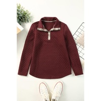 Azura Exchange Geometric Texture Plaid Trim Sweatshirt - S thumbnail
