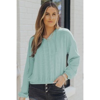 Azura Exchange Loose Fit Ribbed V Neck Hoodie - L thumbnail