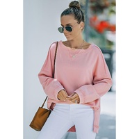 Azura Exchange Frayed Trim Side Slit Sweatshirt - S thumbnail