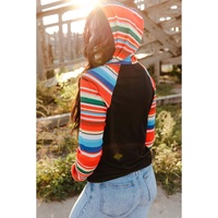 Azura Exchange Striped Patchwork Kangaroo Pocket Hoodie - S thumbnail