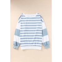 Azura Exchange Drop Shoulder Striped Pullover Sweatshirt - M thumbnail
