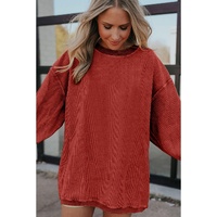 Racing Red Ribbed Corded Oversized Sweatshirt - 2XL thumbnail