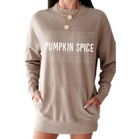 Azura Exchange Pumpkin Spice Print Sweatshirt Dress - M thumbnail