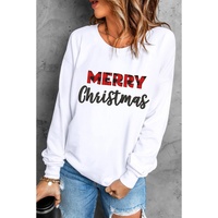 Azura Exchange MERRY Christmas Plaid Print Pullover Sweatshirt - L thumbnail