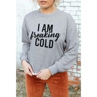 Azura Exchange Breaking COLD Letter Print Sweatshirt - L thumbnail