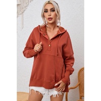 Azura Exchange Oversized Snap Button Hoodie with Thumb Hole in Orange - L thumbnail