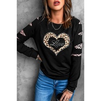 Azura Exchange Leopard Rhinestone Heart Graphic Sweatshirt - L thumbnail