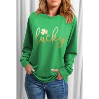 Azura Exchange Lucky Glitter Graphic Raglan Sleeve Sweatshirt - M thumbnail