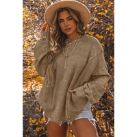 Khaki Exposed Seam Twist Open Back Oversized Sweatshirt - S thumbnail