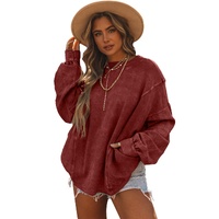 Red Exposed Seam Twist Open Back Oversized Sweatshirt - L thumbnail