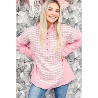 Azura Exchange Striped Tweed Patchwork Button Hoodie - XL thumbnail