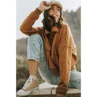 Azura Exchange Exposed Seam Sweatshirt with Zip Collar and Big Flap Pocket - L thumbnail