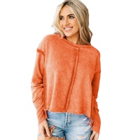 Azura Exchange Exposed Seamed High Low Raw Edge Sweatshirt - L thumbnail