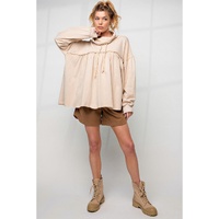 Azura Exchange Frill Exposed Seam Cowl Neck Oversized Sweatshirt - S thumbnail