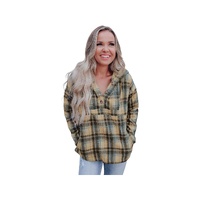 Azura Exchange Button Neck Pocketed Pullover Hoodie - M thumbnail