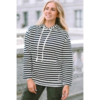 Stripe Kangaroo Pocket Drawstring Hoodie - XL thumbnail