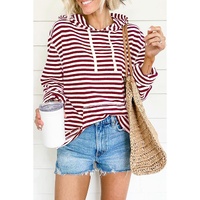 Biking Red Stripe Kangaroo Pocket Drawstring Hoodie - M thumbnail