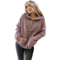 Azura Exchange Dusty Pink Collared Half Zip Fluffy Sweatshirt - S thumbnail