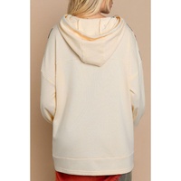 Khaki Plaid Patchwork Kangaroo Pocket Oversized Hoodie - L thumbnail