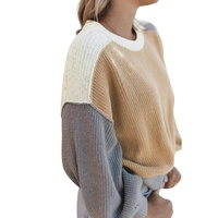 Multicolor Color Block Patchwork Baggy Sweater - M thumbnail