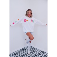 Azura Exchange White Glitter Howdy Patch Graphic Casual Sweatshirt - S thumbnail
