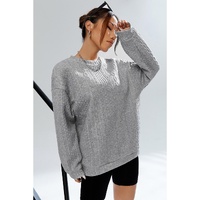 Azura Exchange Textured Drop Shoulder Pullover Sweatshirt - L thumbnail