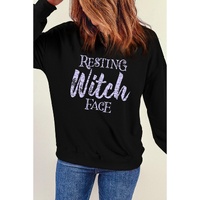 Black RESTING Witch FACE Graphic Pullover Sweatshirt - XL thumbnail