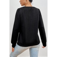 Black Cable Textured Puff Sleeve Sweatshirt - XL thumbnail