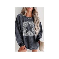 Azura Exchange Leopard Star Graphic Corded Sweatshirt - S thumbnail