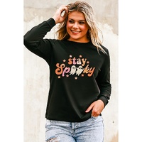 Black Halloween stay Spooky Graphic Sweatshirt - L thumbnail