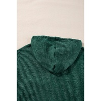 Evergreen Ribbed Zip Up Front Drawstring Hoodie - M thumbnail