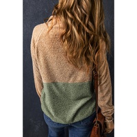 Smoke Gray Two Tones Color Block Half Zip Fleece Sweatshirt - L thumbnail