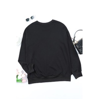 Black Halloween Spooky Ghost Print Crewneck Pullover Sweatshirt - L thumbnail