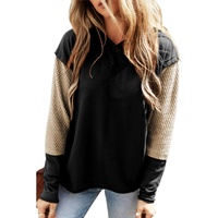 Black Contrast Sleeves Patchwork Colorblock Hoodie - M thumbnail