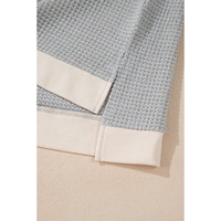 Khaki Textured Colorblock Collared Henley Top - L thumbnail